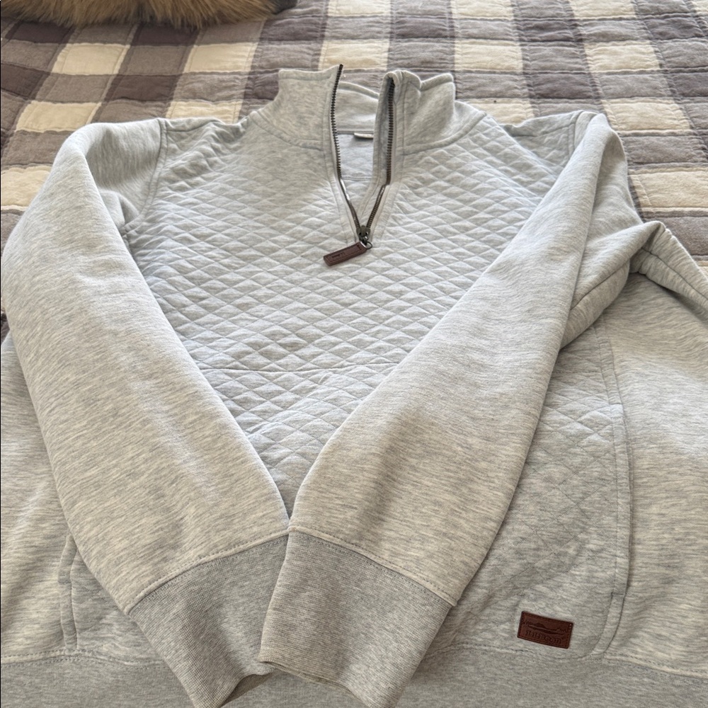 L.L. Bean Light Gray Quilted Pullover